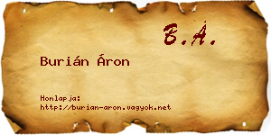 Burián Áron névjegykártya